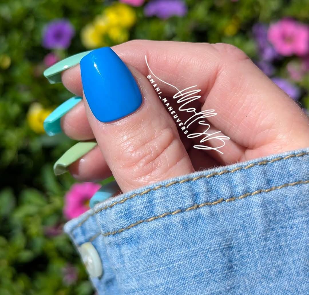 Blue Green Solid Gel Mani | Pistachio Seafoam Azure Sky Blue Marina Caribbean | HEMA, HPMA, TPO Free uv/led | 15ml | Gel Nail