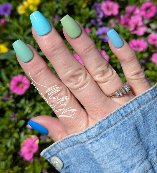 Blue Green Solid Gel Mani | Pistachio Seafoam Azure Sky Blue Marina Caribbean | HEMA, HPMA, TPO Free uv/led | 15ml | Gel Nail