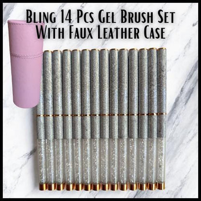 14 Piece Set of Rose Gold with Rhinestones & Faux Leather Case | Limited Supply |