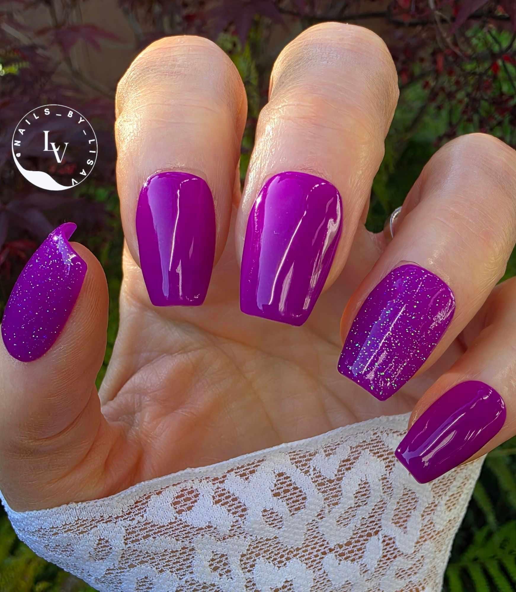 Grape Escape Solid Purple Gel Mani | With Holographic Topper on Thumb & Ring Finger | HEMA, HPMA, TPO Free uv/led | 15ml