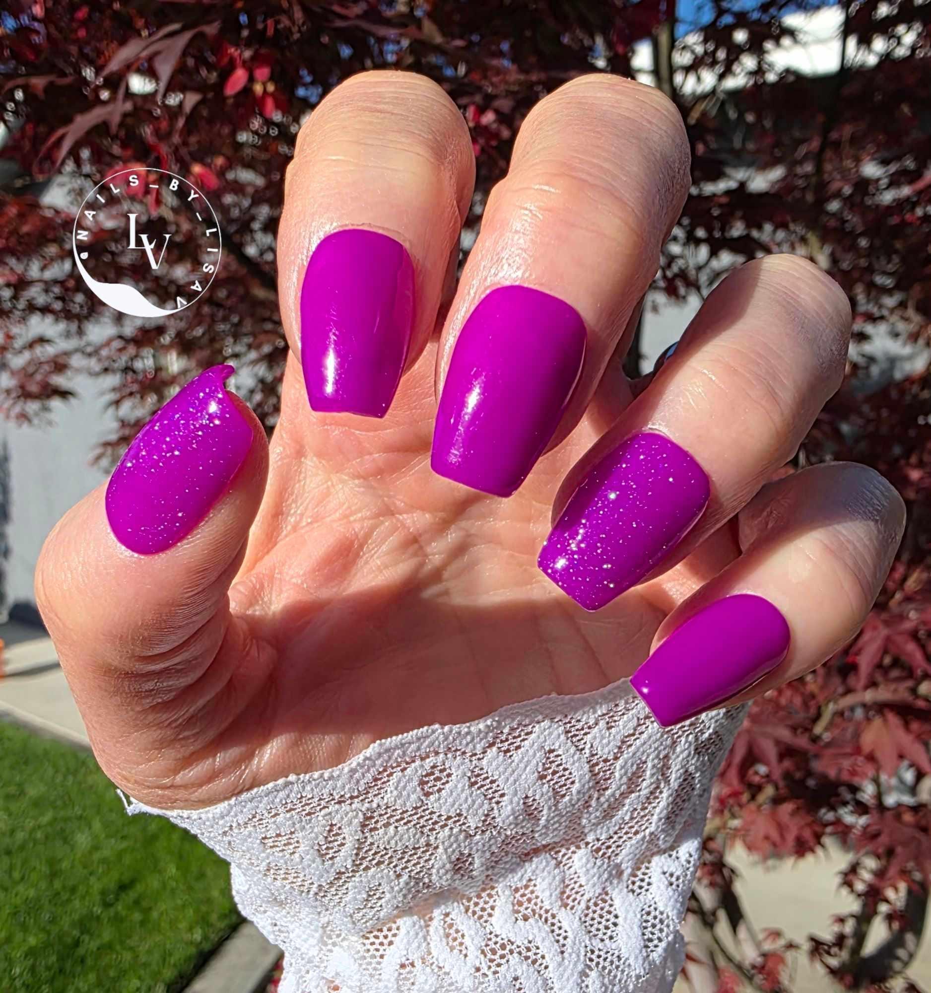 Grape Escape Solid Purple Gel Mani | With Holographic Topper on Thumb & Ring Finger | HEMA, HPMA, TPO Free uv/led | 15ml