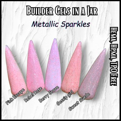 Builder Gel with Sparkles (Pink Escape, Rebel Rose, Berry Grove, Gossip Girl, Sweet Suede) - HEMA, HPMA, TPO Free