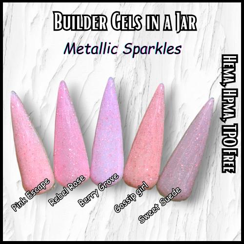 Builder Gel with Sparkles (Pink Escape, Rebel Rose, Berry Grove, Gossip Girl, Sweet Suede) - HEMA, HPMA, TPO Free