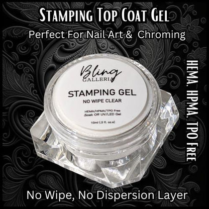 Chameleon Dragon Chrome on Clear Stamping Top Coat Gel | No Wipe Stamping Gel | Chrome Mirror Top Coat | HEMA, HPMA, TPO Free uv/led |