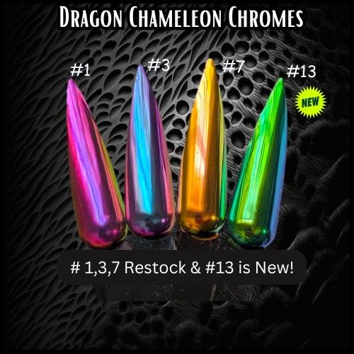 Chameleon Dragon Chromes | Color Shifting Effect Chrome Powder | .5g | Chrome Pigment | Not Dip