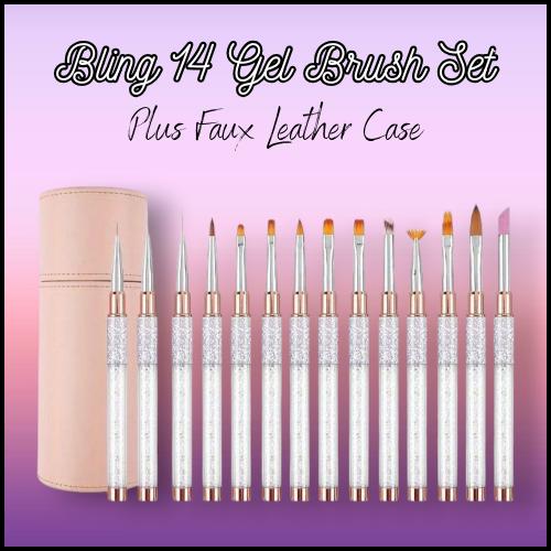 14 Piece Set of Rose Gold with Rhinestones & Faux Leather Case | Limited Supply |