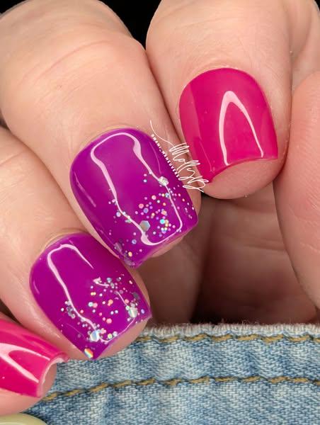 Flashy Dream and Grape Escape Solid Gel Mani | With Stardust Holographic Glitter in Clear Base | HEMA, HPMA, TPO Free uv/led | 15ml