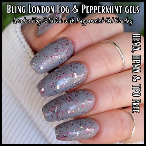 London Fog with Peppermint Glitter Gel Mani |HEMA, HPMA, TPO Free uv/led |