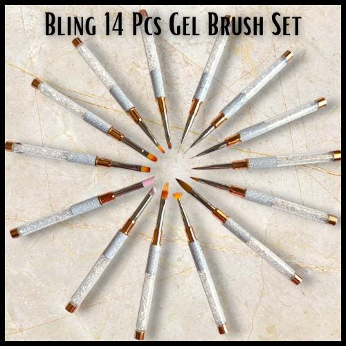 14 Piece Set of Rose Gold with Rhinestones & Faux Leather Case | Limited Supply |