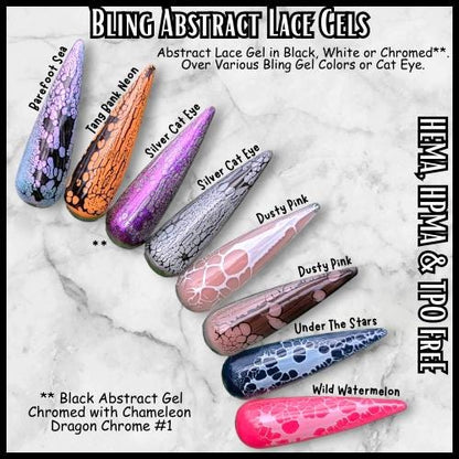 Abstract Lace Gel over Marble of Caicos Teal Azure Sky Solid Gels | Perfect for Chroming | HEMA, HPMA, TPO Free uv/led | 15ml