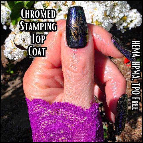 Chameleon Dragon Chrome on Clear Stamping Top Coat Gel | No Wipe Stamping Gel | Chrome Mirror Top Coat | HEMA, HPMA, TPO Free uv/led |