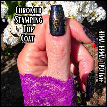 Chameleon Dragon Chrome on Clear Stamping Top Coat Gel | No Wipe Stamping Gel | Chrome Mirror Top Coat | HEMA, HPMA, TPO Free uv/led |