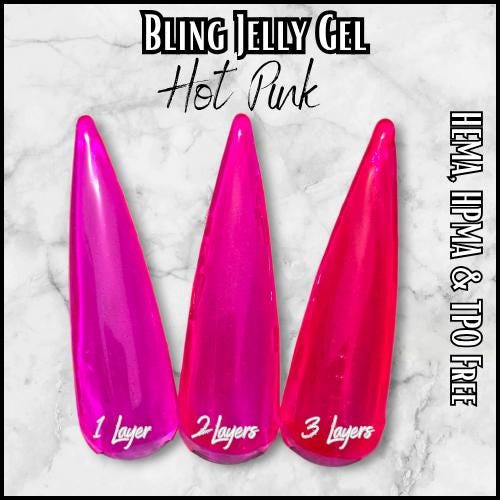 Hot Pink Jelly Gel | Build-able Color | HEMA, HPMA, TPO Free uv/led | 15ml |