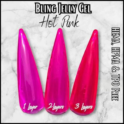 Hot Pink Jelly Gel | Build-able Color | HEMA, HPMA, TPO Free uv/led | 15ml |