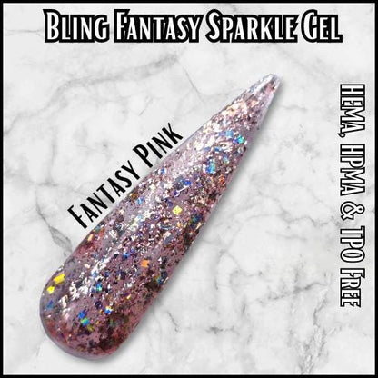 Fantasy Pink holographic Glitter Gel | HEMA, HPMA, TPO uv/led | 15ml | Soak Off | Gel Nail