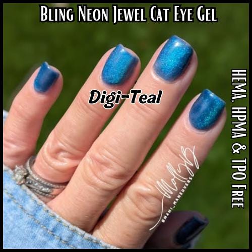 Digi-Teal Jewel Shimmer Cat Eye Gels | HEMA, HPMA, TPO Free uv/led | 15ml