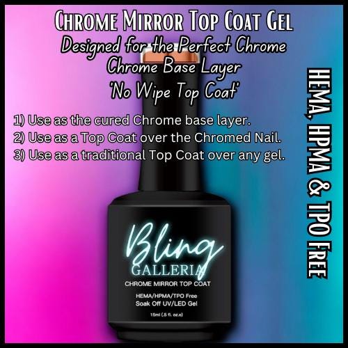 Chameleon Dragon Chrome on Clear Stamping Top Coat Gel | No Wipe Stamping Gel | Chrome Mirror Top Coat | HEMA, HPMA, TPO Free uv/led |