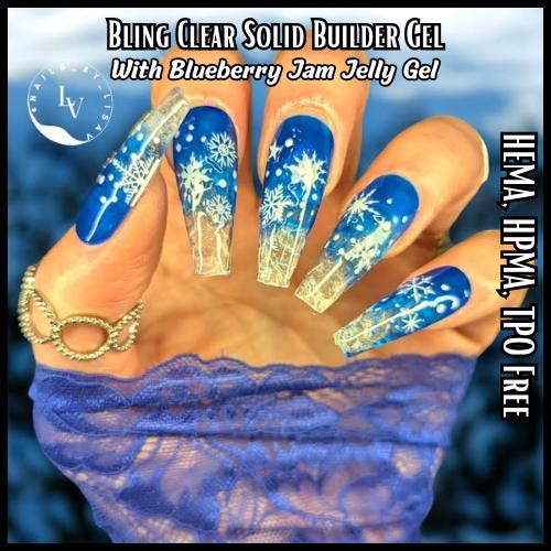 Clear Non-Sticky Builder Gel And Blueberry Jelly Gel | Smooth Finish, Strong Nail Extensions | HEMA, HPMA and TPO Free Free uv/led