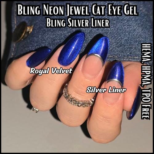 Royal Velvet Jewel Shimmer Cat Eye Gels | Silver Liner Gel | HEMA, HPMA, TPO Free uv/led | 15ml