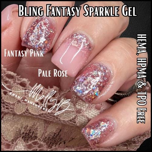 Fantasy Pink holographic Glitter Gel | HEMA, HPMA, TPO uv/led | 15ml | Soak Off | Gel Nail