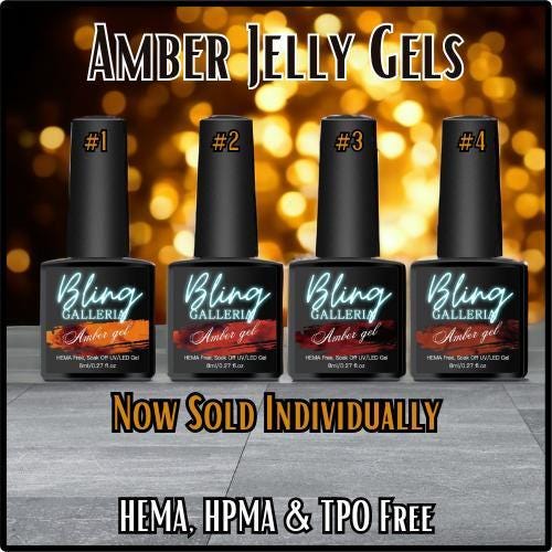 Amber Tortoiseshell Jelly Gel Collection - Bottles - HEMA, HPMA, TPO Free