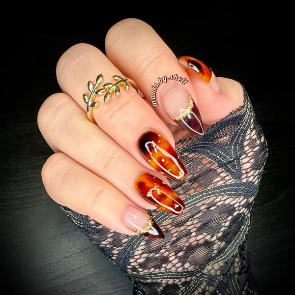 Amber Tortoiseshell Coffee Jelly Gels - Fall Colors - Now Sold Individually - HEMA, HPMA & TPO Free