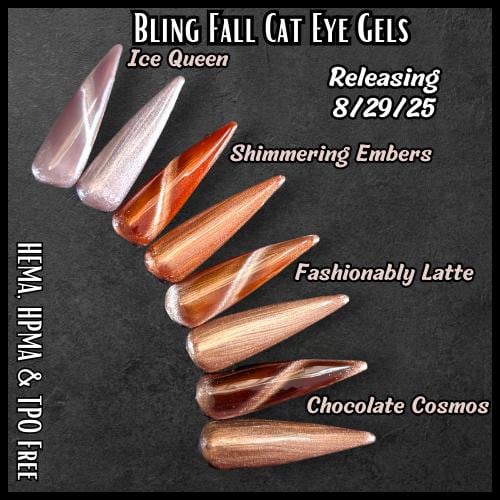 Metallic Taupe Copper Brown Cat Eye Gels | Ice Queen, Shimmering Embers, Fashionably Latte, Chocolate Cosmos | HEMA, HPMA, TPO Free uv/led