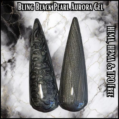 Black Pearl Aurora Gel | Silver Metallic in a Black Gel Base | HEMA, HPMA, TPO Free uv/led | 15ml |