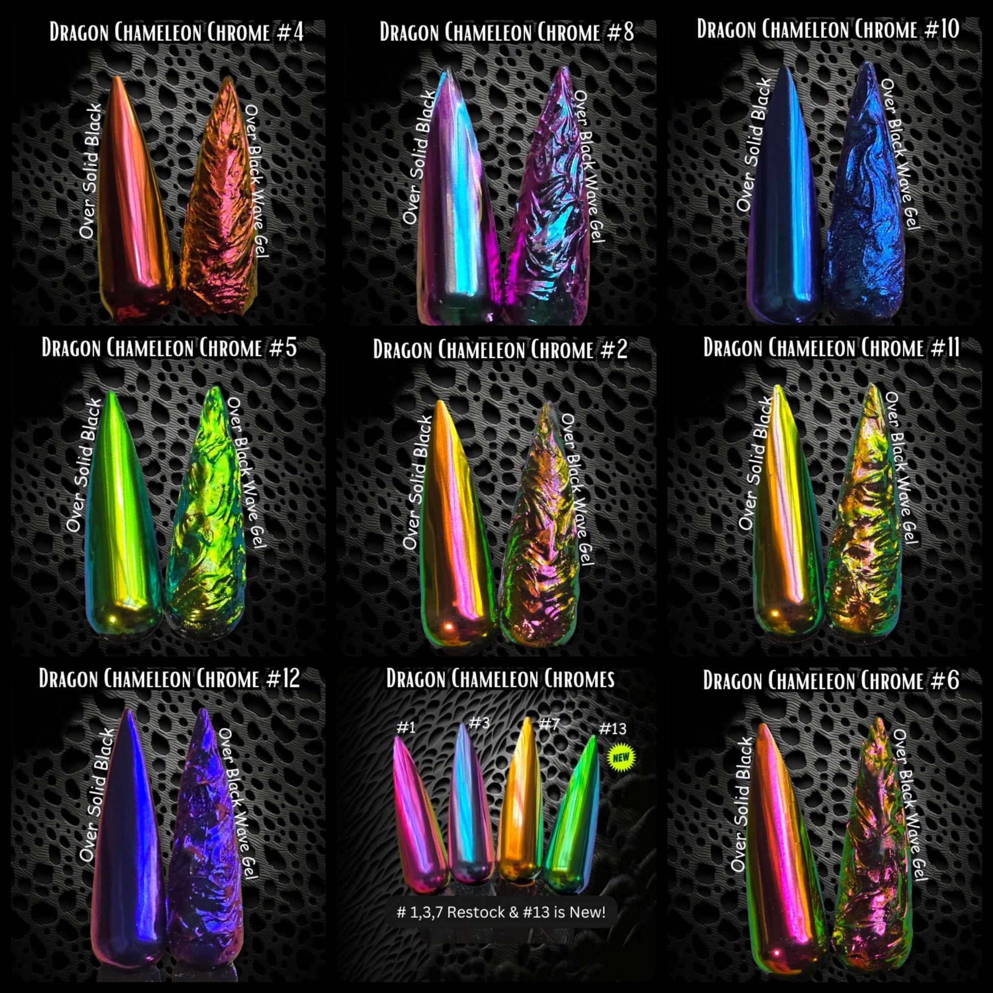 Chameleon Dragon Chromes | Color Shifting Effect Chrome Powder | .5g | Chrome Pigment | Not Dip