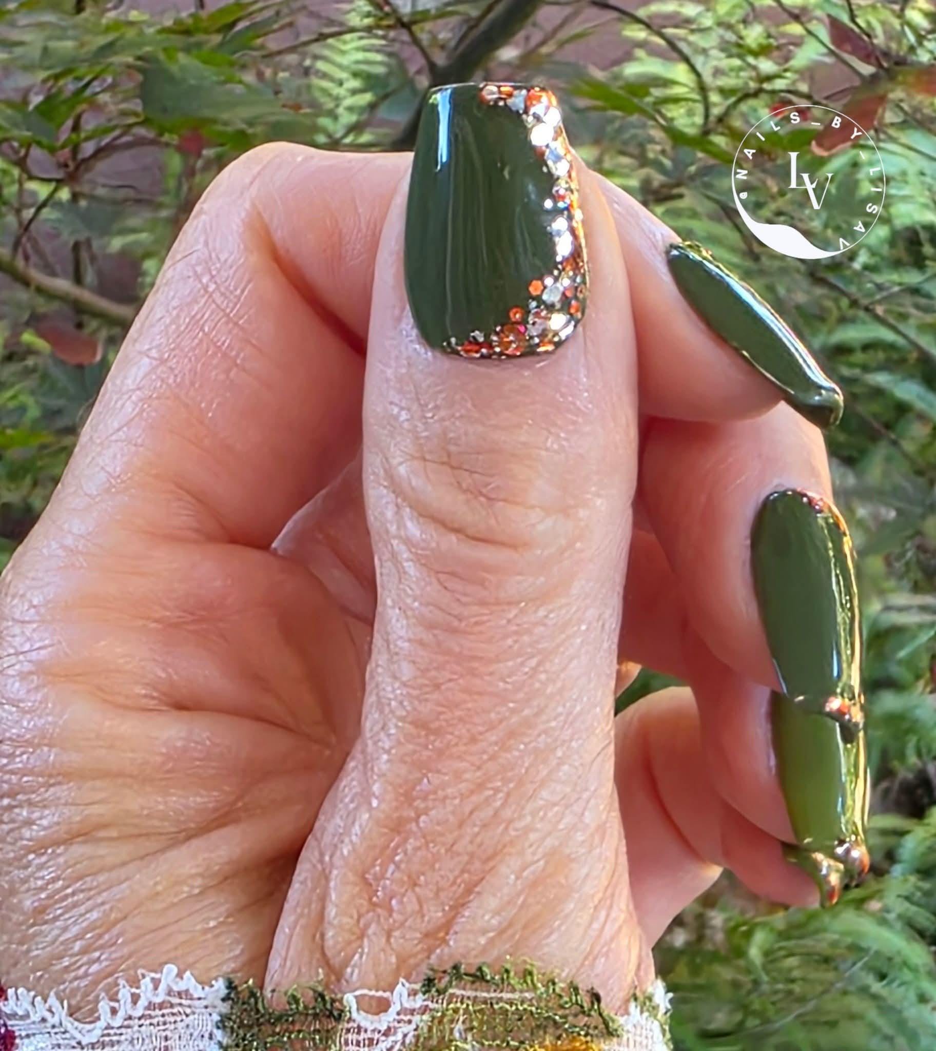 Crocodile Tears & Going Camo Green Solid Gels with Spicequake Glitter Mani Gels | Olive Green | Pumkin |HEMA, HPMA, TPO Free uv/led | 15ml
