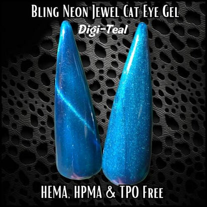 Digi-Teal Jewel Shimmer Cat Eye Gel | HEMA, HPMA, TPO Free uv/led | 15ml