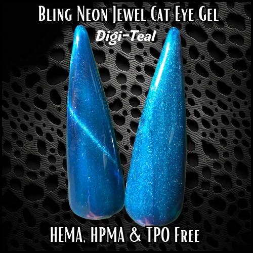 Digi-Teal Jewel Shimmer Cat Eye Gel | HEMA, HPMA, TPO Free uv/led | 15ml