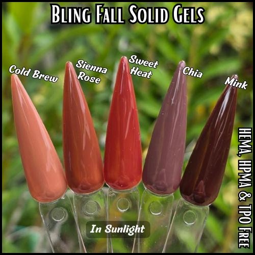 Solid Gels | Cold Grew, Sienna Rose, Sweet Heat, Chia, Mink | HEMA, HPMA, TPO Free uv/led | 15ml | Gel Nail