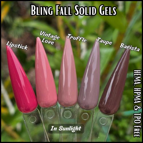 Solid Gels | Lipstick, Vintage Love, Truffle, Taupe, Barista | HEMA, HPMA, TPO Free uv/led | 15ml | Gel Nail