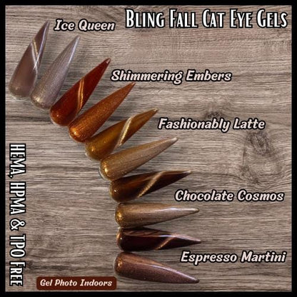 Metallic Taupe Copper Brown Cat Eye Gels | Ice Queen, Shimmering Embers, Fashionably Latte, Chocolate Cosmos | HEMA, HPMA, TPO Free uv/led
