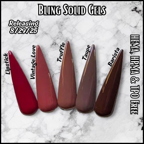 Solid Gels | Lipstick, Vintage Love, Truffle, Taupe, Barista | HEMA, HPMA, TPO Free uv/led | 15ml | Gel Nail