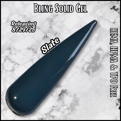 Slate Solid Gel | Medium Blue Grey | HEMA, HPMA, TPO Free uv/led | 15ml | Gel Nail