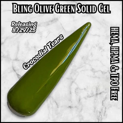 Crocodile Tears & Going Camo Green Solid Gels with Spicequake Glitter Mani Gels | Olive Green | Pumkin |HEMA, HPMA, TPO Free uv/led | 15ml