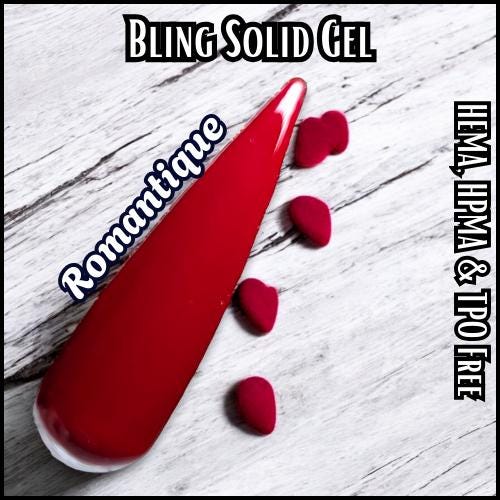 Romantique Solid Deep Red Gel | Real Red| Dark Red Solids and Glitter Gels | HEMA HPMA TPO Free uv/led | 15ml | Gel Nails