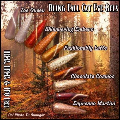 Metallic Taupe Copper Brown Cat Eye Gels | Ice Queen, Shimmering Embers, Fashionably Latte, Chocolate Cosmos | HEMA, HPMA, TPO Free uv/led