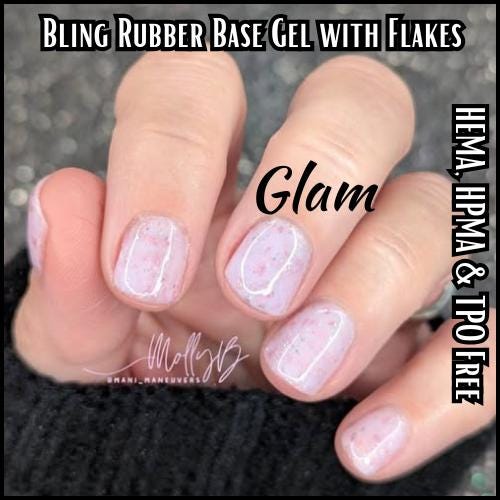 Glam | Rubber Base Gels with Flakes | HEMA, HPMA, TPO Free uv/led | 15ml | Soak Off |