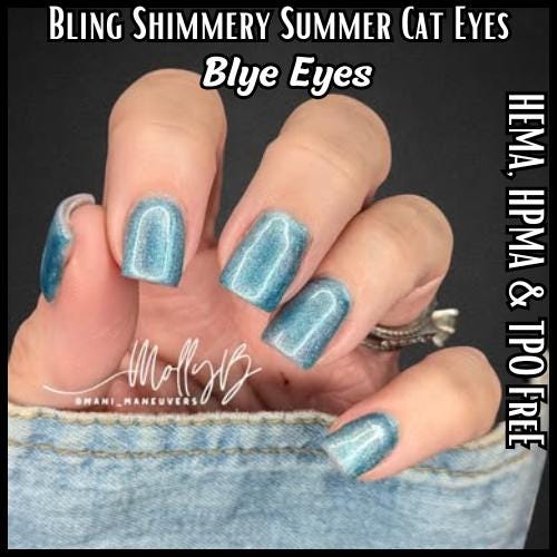 Blue Eyes Neon Shimmery Summer Cat Eye Gel Mani | HEMA, HPMA, TPO Free uv/led | 15ml
