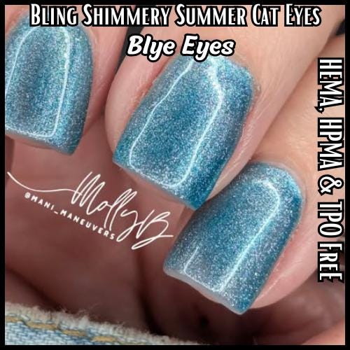 Blue Eyes Neon Shimmery Summer Cat Eye Gel Mani | HEMA, HPMA, TPO Free uv/led | 15ml