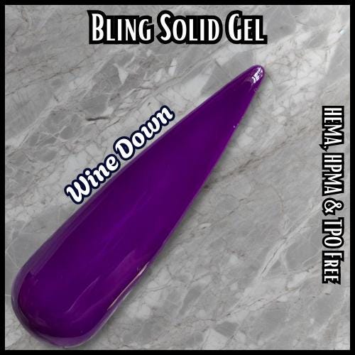 Wine Down solid Gel | Dark Purple | HEMA, HPMA, TPO 30 Free Free uv/led | 15ml | Soak Off |