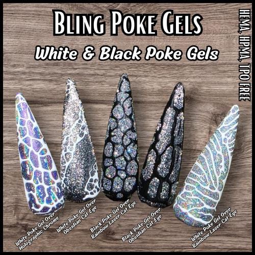 Poke Gels | Black or White Poke Gel | Smooth Base in Clear | HEMA, HPMA, TPO Free uv/led | 15ml