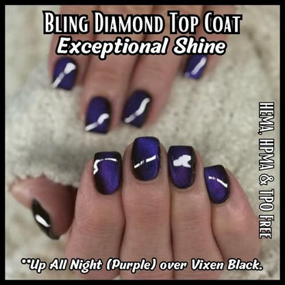 Diamond Top Coat (No Wipe) Mani | Clear Shiny Protective Glass Layer | Non Yellowing | HEMA, HPMA, TPO Free uv/led | 15ml | Soak Off