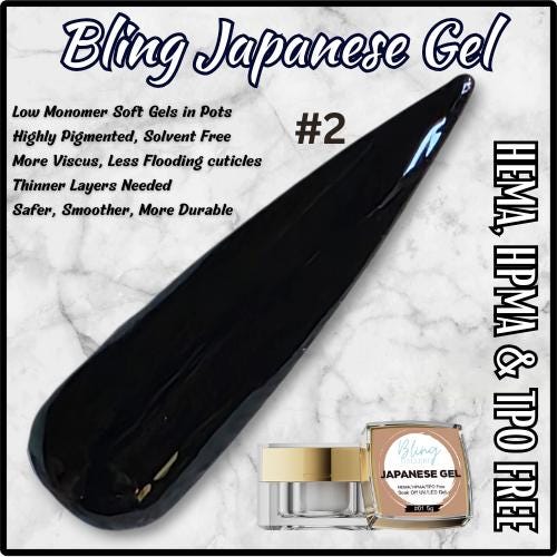 Japanese Gel #2 | High Quality, Highly Pigmented, Low Monomer, Solvent Free Soft Gels in Pots | HEMA, HPMA, TPO Free | Nail Gel, Gel Polish