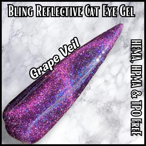 Grape Veil Cat Eye Gel | Glitter Cat Eye | Intense Sparkle | HEMA, HPMA, TPO Free | Nail Gel, Gel Polish |