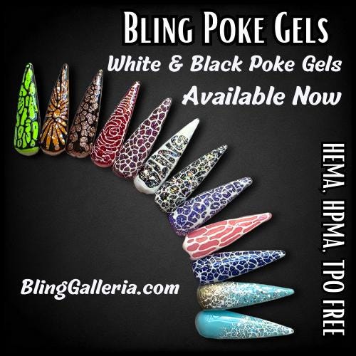 Poke Gels - Black or White Poke Gel - Poke Base in Clear - 2 Part System - HEMA, HPMA, TPO Free