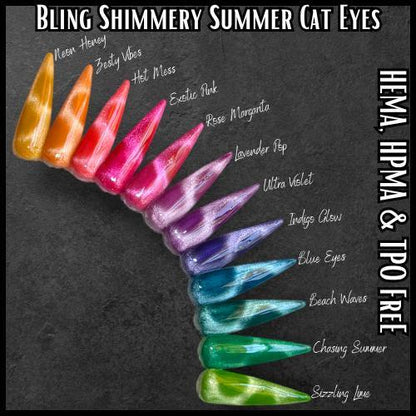 Blue Eyes Neon Shimmery Summer Cat Eye Gel Mani | HEMA, HPMA, TPO Free uv/led | 15ml